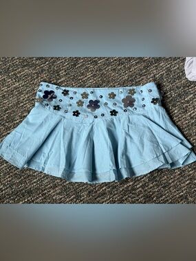 Tyler McGillivary Sequin Mini Skirt Blue x-Small XS| NWT | $380 Retail